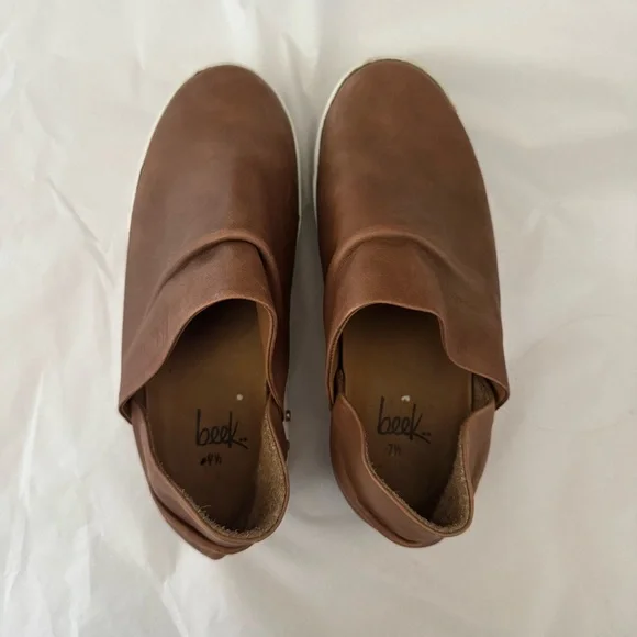 beek Jay Brown Leather Slip-On Sneakers size 7.5 - Picture 3 of 8